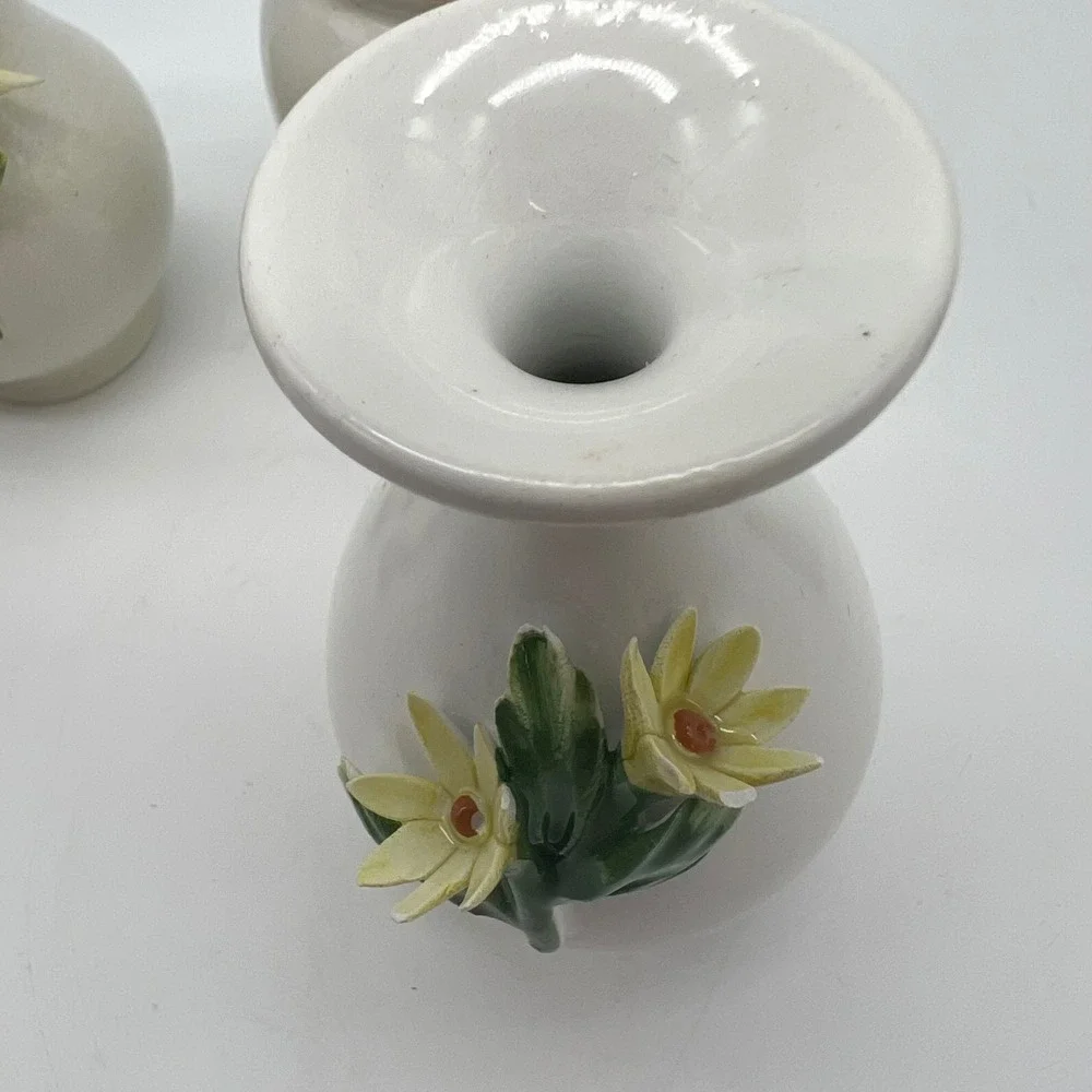 VTG L'Atelier Italy Miniature Porcelain Floral Bud Vases Set of 5 Hand Painted